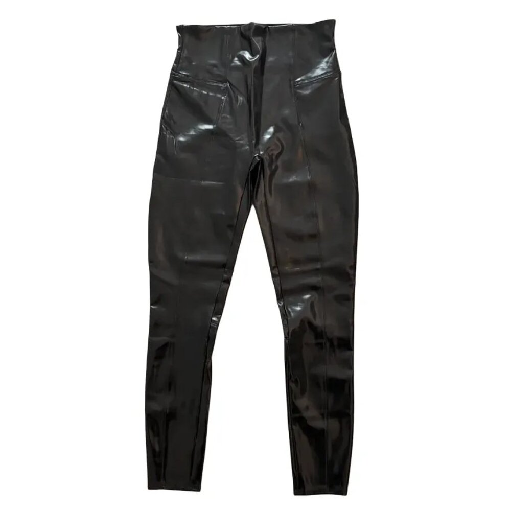 NEW SPANX Faux Patent Leather Leggings in Black SZ M